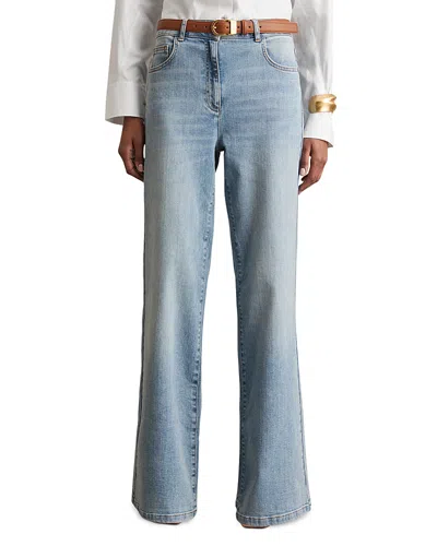Reiss Petites Bonnie Mid Rise Flare Jeans In Light Blue