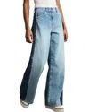 Reiss Petites Briar Contrast Panel High Rise Wide Leg Jeans In Light Blue In Light Blue