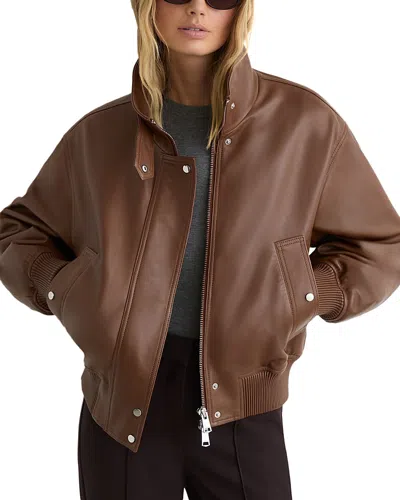 Reiss Petites Cara Leather Jacket In Brown