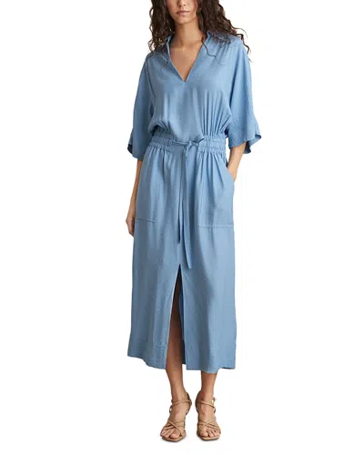 Reiss Petites Cecelia Shirred Waist Midi Dress In Blue