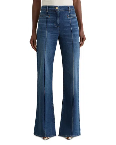 Reiss Petites Claude High Rise Flared Jeans In Mid Blue