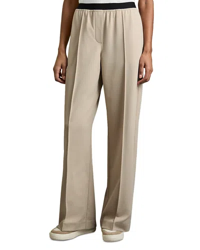 Reiss Petites Contrast Waistband Wide Leg Pants In Neutral