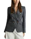 Reiss Womens Baker Peak-lapel Double-breasted Linen And Cotton-blend Blazer Navy In Navy