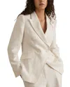 Reiss Petites Double Breasted Peak Lapel Blazer In White