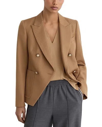 Reiss Petites Gigi Double Breasted Blazer In Brown