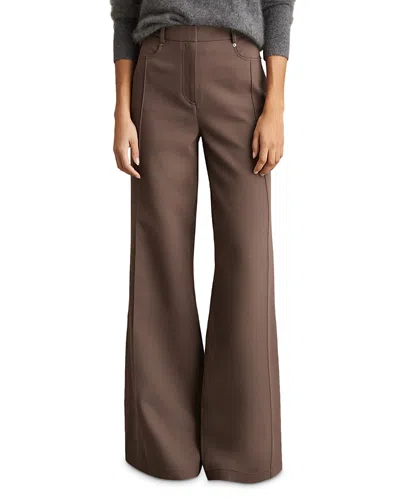 Reiss Petites Heather Wide Leg Palazzo Pants In Mink Neutral