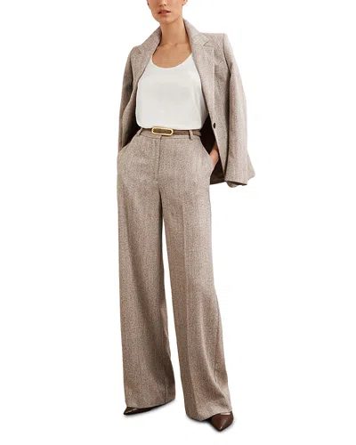 Reiss Petites Isla Texture Wide Leg Pants In Gray