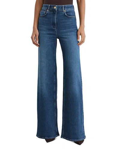 Reiss Petites Jas High Rise Wide Leg Jeans In Mid Blue