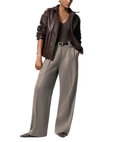 Reiss Petites Kiara Leather Jacket In Burgundy