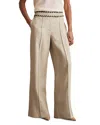 Reiss Fawn High-rise Whipstitch Linen Trousers In Neutral