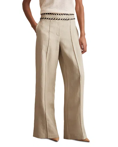 REISS PETITES LINEN WIDE LEG TROUSERS