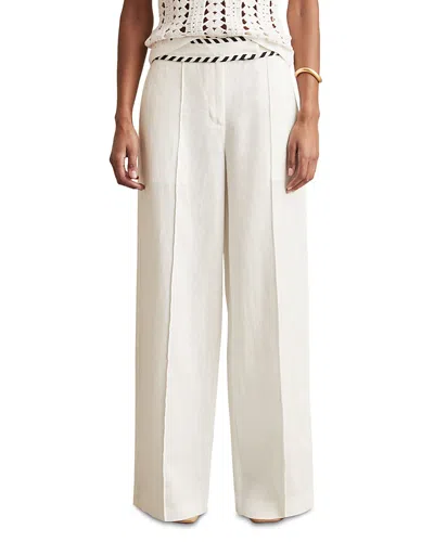 REISS PETITES LINEN WIDE LEG TROUSERS