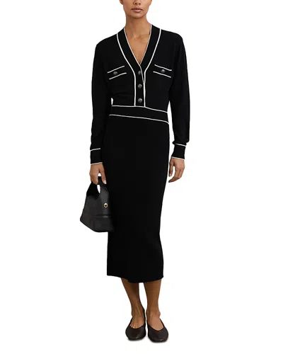 Reiss Petites Lorrie Button Front Knitted Midi Dress In Multi