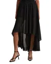 Reiss Black Petite Sheer-overlay High-low Shorts
