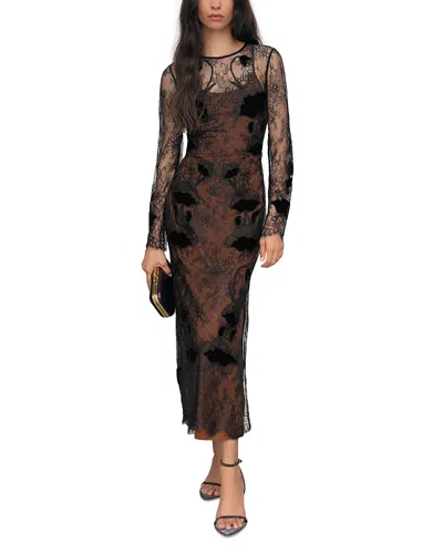 Reiss Petites Lulu Lace Detail Midi Dress In Black