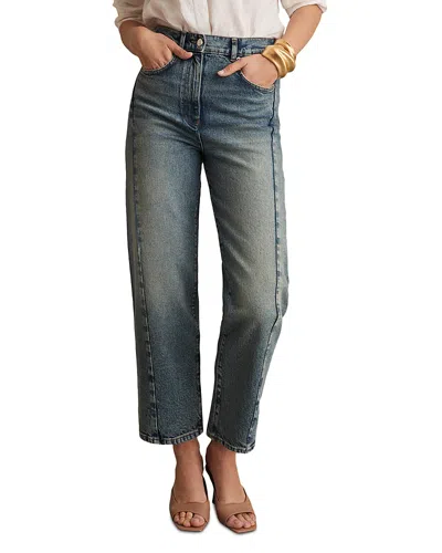 Reiss Petites Molly High Rise Barrel Jeans In Mid Blue