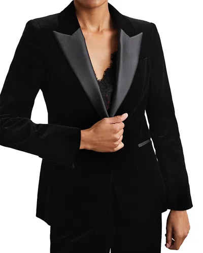 Reiss Petites Myrtle Single Breasted Velvet Jacket In Black