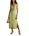 Reiss Womens Green Pari Ruched Linen-blend Midi Dress In Green
