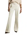 Reiss Cream Petite Twill High Rise Flared Trousers In Neutral