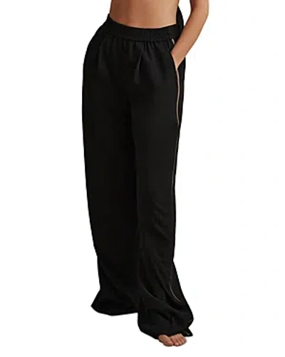 Reiss Petites Remi Side Stripe Wide Leg Pants In Black