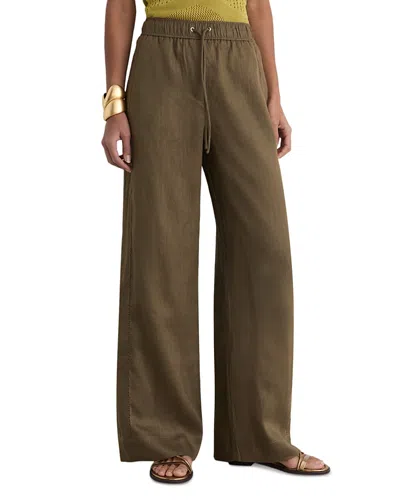 Reiss Petites Riley Linen Pants In Green