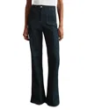 Reiss Petites Sakura Patch Pocket High Rise Flare Jeans In Dark Blue In Blue