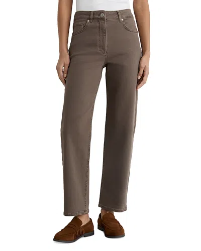 Reiss Petites Selin Mid Rise Straight Jeans In Mocha Brown In Blue