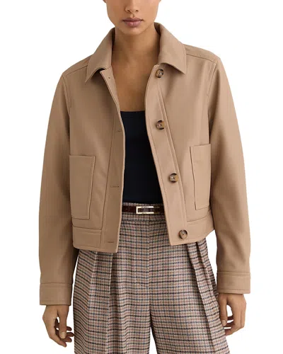Reiss Petites Sonny Leather Jacket In Brown