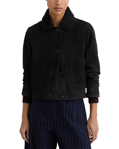 Reiss Petites Sonny Suede Trucker Jacket In Black