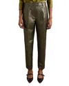 Reiss Siena Metallic Cotton-blend Tapered Trousers In Green