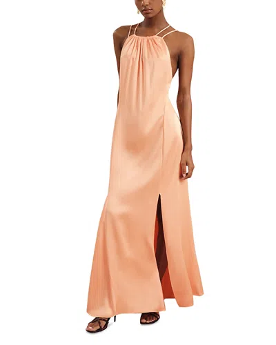 Reiss Petites Tallie Satin Halter Dress In Peach