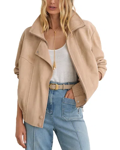 Reiss Petra Leather Jacket In Brown