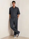 Reiss Petrol Blue Textured Stripe Drawstring Trousers In Blue