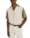 Reiss Peza Textured Color Block Cuban Shirt In Neutral