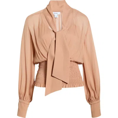 Reiss Phoebe Tie-neck Smock Top In Orange
