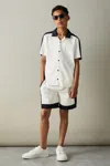 Reiss Optic White/navy 3-9 Yrs Colourblock Plisse Drawstring Shorts In Optic White/navy