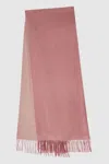 Reiss Womens Blush Picton Logo-embroidered Wool-cashmere Blend Scarf In Beige
