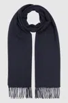 Reiss Mens Navy Picton Cashmere And Wool-blend Scarf