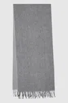 Reiss Womens Soft Grey Picton Logo-embroidered Wool-cashmere Blend Scarf
