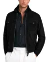 Reiss Pike Suede Zip Through Jacket In Black