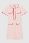 Reiss Pink 13-14 Yrs Rib-knit Button-down Dress In Pink