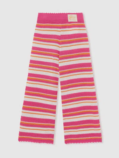 Reiss Pink 13-14 Yrs Smileyworld | Stripe Knit Trousers In Multi
