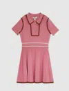 Reiss Pink 9-13 Yrs Twist-piped Knitted Dress In Pink