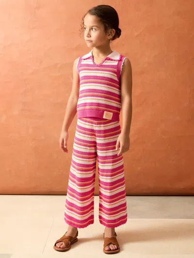 Reiss Pink 4-9 Yrs Smileyworld | Stripe Knit Trousers In Multi