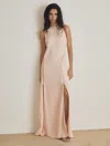 Reiss Pink Atelier Zipped Satin Maxi Dress With Virgin Wool In Pink