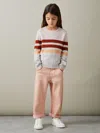 Reiss Pink 4-9 Yrs Wool Blend Striped Crew Neck Jumper