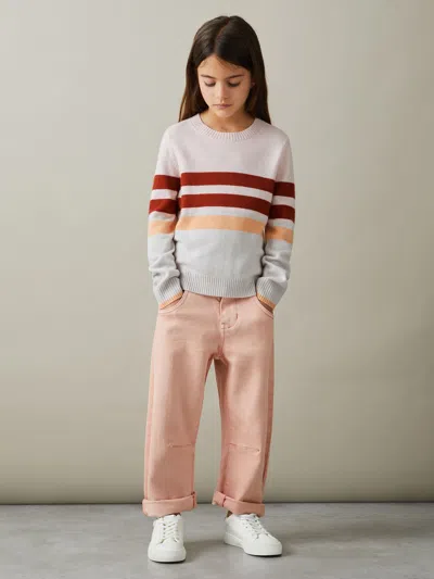 Reiss Pink 4-9 Yrs Wool Blend Striped Crew Neck Jumper