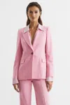 Reiss Pink Single Breasted Wool Blend Blazer In Pink