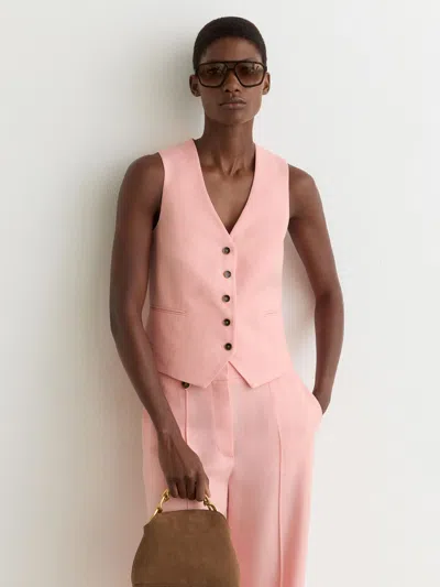 Reiss Pink Button-through Tailored Waistcoat