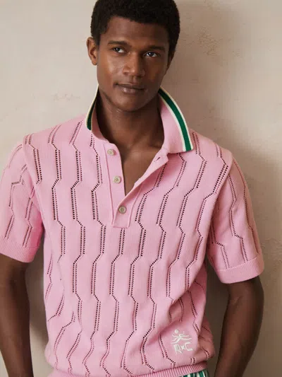 Reiss Pink | Ché Cotton Pointelle Polo Shirt